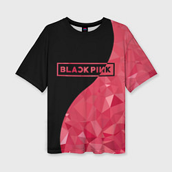 Футболка оверсайз женская Black Pink: Pink Polygons, цвет: 3D-принт