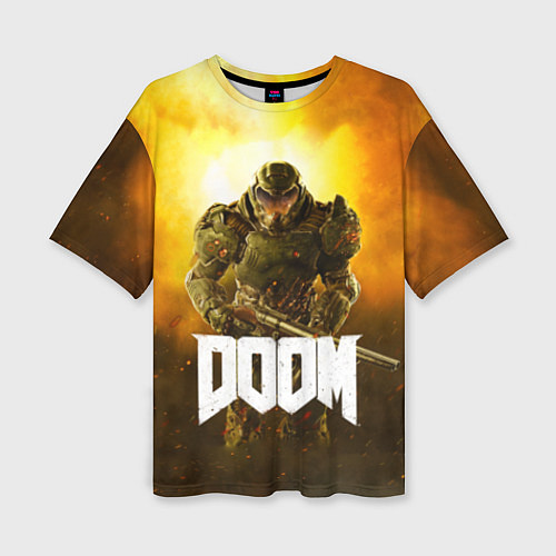 Женская футболка оверсайз DOOM: Soldier / 3D-принт – фото 1