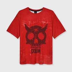 Женская футболка оверсайз DOOM: Devil Skull