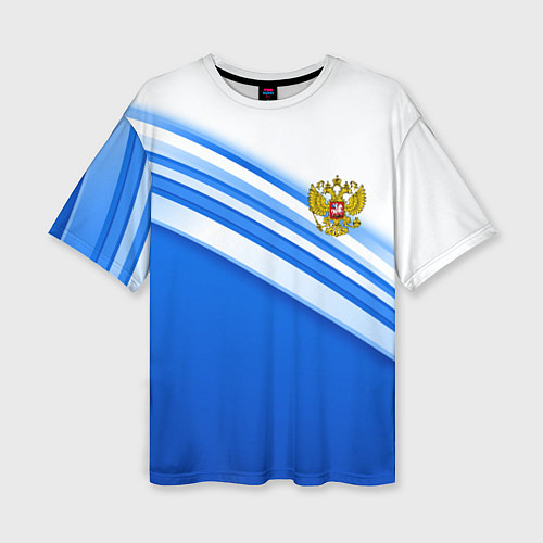 Женская футболка оверсайз Россия: голубая волна / 3D-принт – фото 1