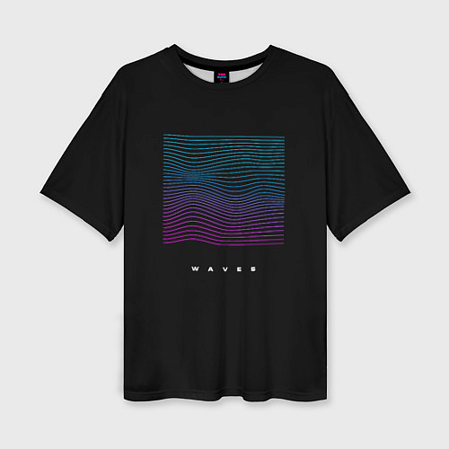 Женская футболка оверсайз Neon WAVES / 3D-принт – фото 1