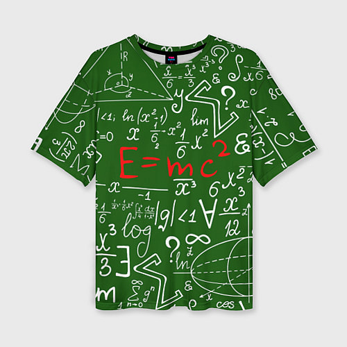 Женская футболка оверсайз E=mc2: Green Style / 3D-принт – фото 1