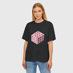 Футболка оверсайз женская Black Pink Cube, цвет: 3D-принт — фото 2