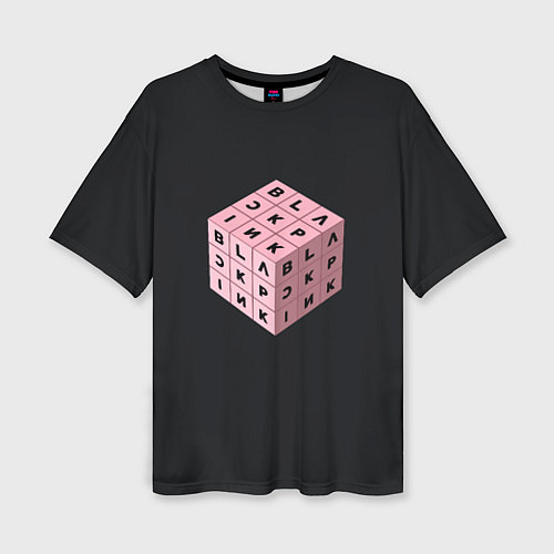 Женская футболка оверсайз Black Pink Cube / 3D-принт – фото 1