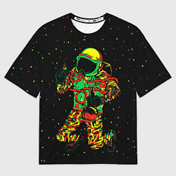 Женская футболка оверсайз Космонавт с кальяном