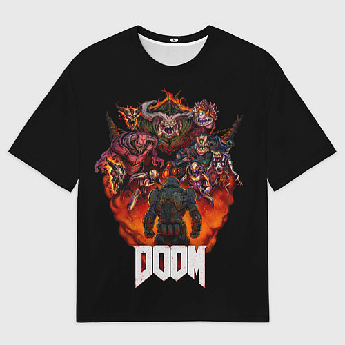 Женская футболка оверсайз DOOM History / 3D-принт – фото 1