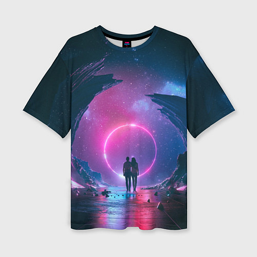 Женская футболка оверсайз Любовь в космосе / 3D-принт – фото 1