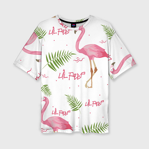 Женская футболка оверсайз Lil Peep: Pink Flamingo / 3D-принт – фото 1
