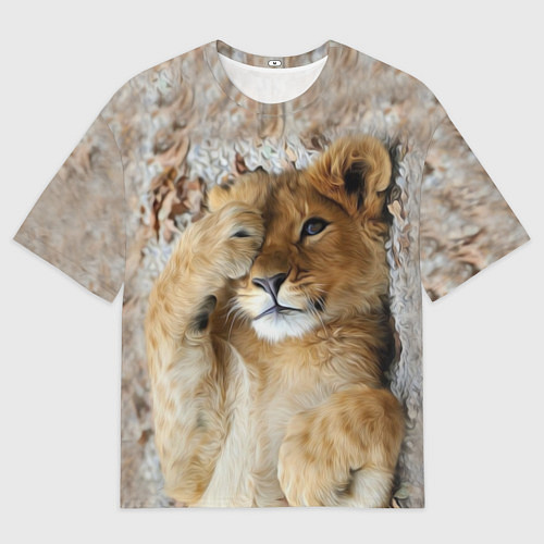 Женская футболка оверсайз Львенок / 3D-принт – фото 1