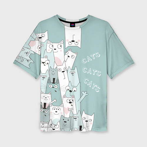 Женская футболка оверсайз Cats World / 3D-принт – фото 1