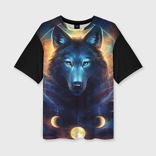 Женская футболка оверсайз Волк затмения / 3D-принт – фото 1
