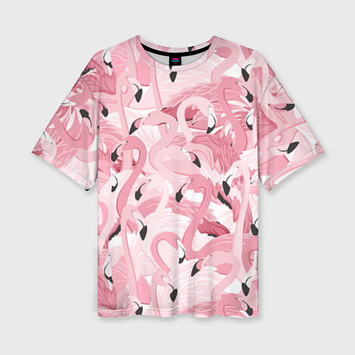 Женская футболка оверсайз Розовый фламинго / 3D-принт – фото 1