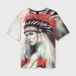 Женская футболка оверсайз Индейская девушка