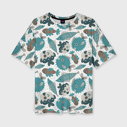 Женская футболка оверсайз Экзотическая рыба морей / 3D-принт – фото 1