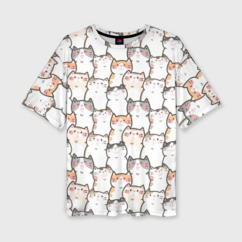 Женская футболка оверсайз Кошки котики коты / 3D-принт – фото 1