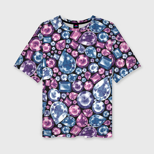 Женская футболка оверсайз Разноцветные бриллианты / 3D-принт – фото 1