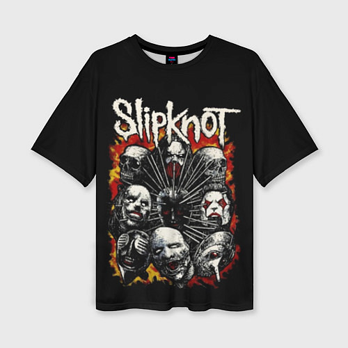 Женская футболка оверсайз Slipknot: Faces / 3D-принт – фото 1
