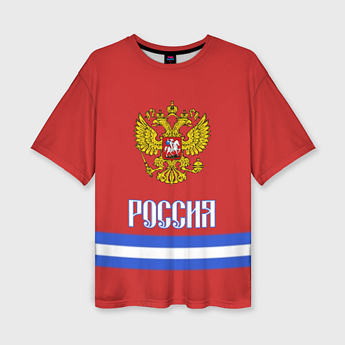 Женская футболка оверсайз Хоккей: Россия / 3D-принт – фото 1