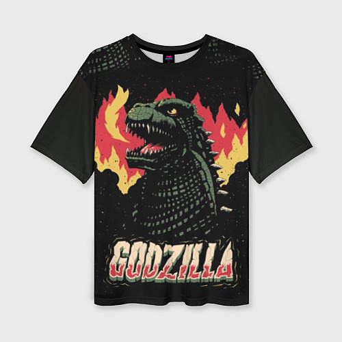 Женская футболка оверсайз Flame Godzilla / 3D-принт – фото 1