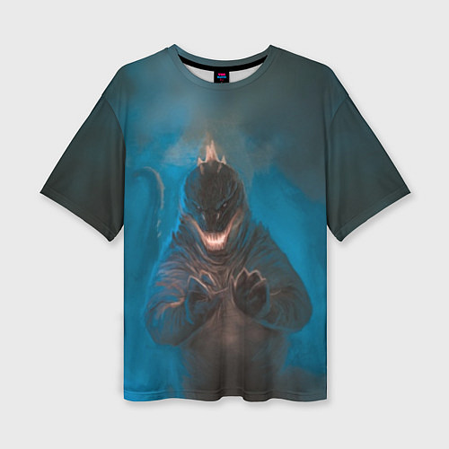 Женская футболка оверсайз Blue Godzilla / 3D-принт – фото 1