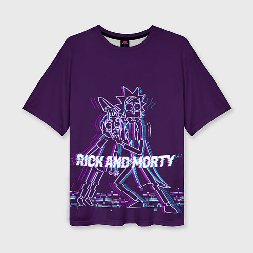 Женская футболка оверсайз Glitch Rick and Morty / 3D-принт – фото 1