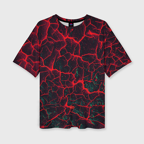 Женская футболка оверсайз Молнии красные абстрактные / 3D-принт – фото 1