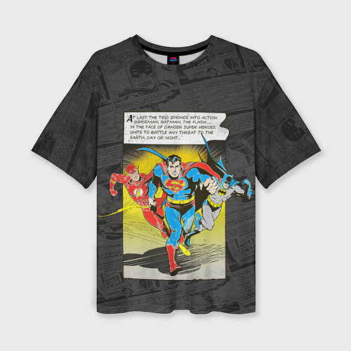 Женская футболка оверсайз Flash, Batman, Superman / 3D-принт – фото 1