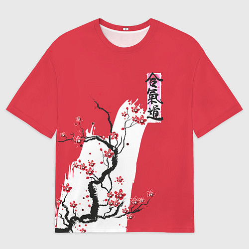 Женская футболка оверсайз Сакура Айкидо / 3D-принт – фото 1