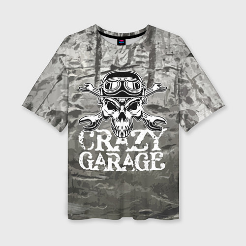 Женская футболка оверсайз Crazy garage / 3D-принт – фото 1