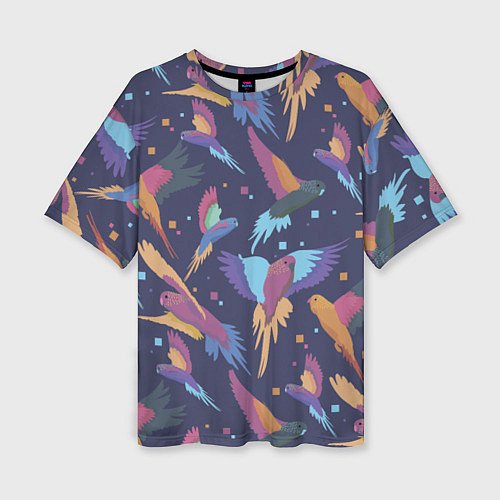 Женская футболка оверсайз Райские попугаи / 3D-принт – фото 1