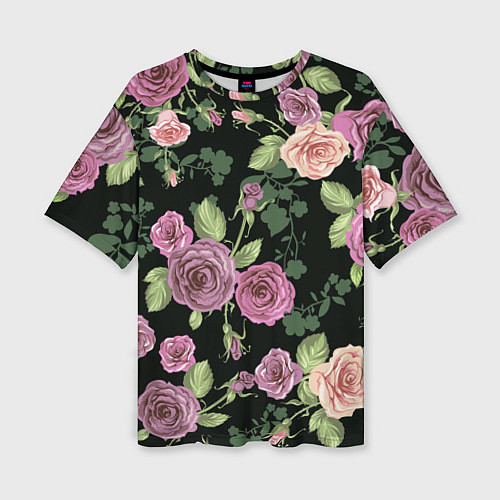 Женская футболка оверсайз Кусты роз / 3D-принт – фото 1