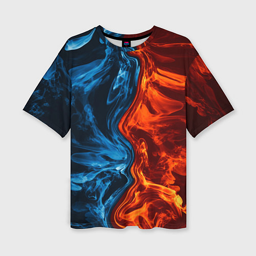 Женская футболка оверсайз Огонь и вода / 3D-принт – фото 1