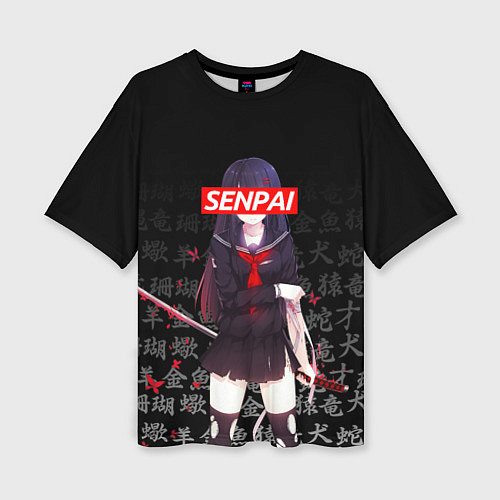 Женская футболка оверсайз SENPAI ANIME / 3D-принт – фото 1
