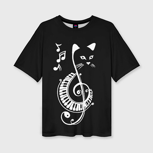 Женская футболка оверсайз Музыкальный кот / 3D-принт – фото 1
