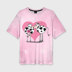 Женская футболка оверсайз Влюбленные коровы