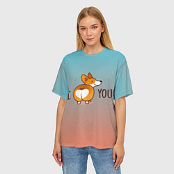 Футболка оверсайз женская I love you смешной корги, цвет: 3D-принт — фото 2