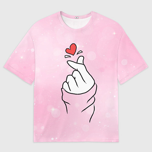 Женская футболка оверсайз Сердечко пальцами / 3D-принт – фото 1