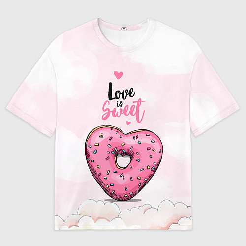 Женская футболка оверсайз Пончик сердечко / 3D-принт – фото 1