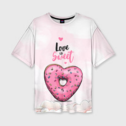Женская футболка оверсайз Пончик сердечко