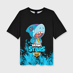 Женская футболка оверсайз Brawl stars leon shark