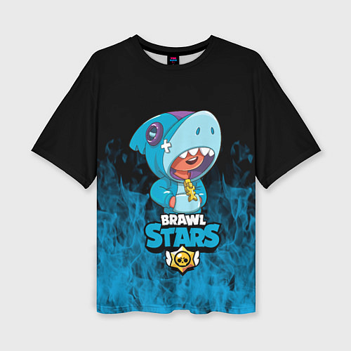 Женская футболка оверсайз Brawl stars leon shark / 3D-принт – фото 1