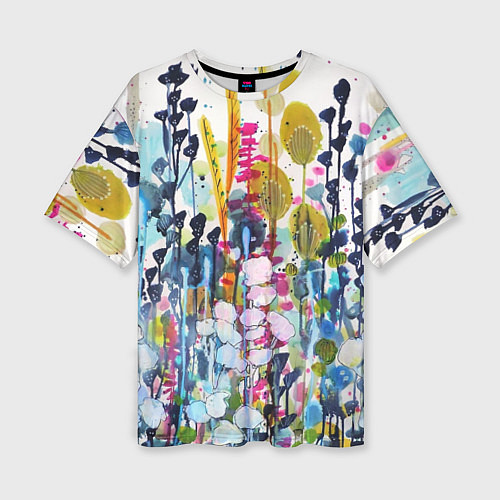 Женская футболка оверсайз Watercolor Flowers / 3D-принт – фото 1