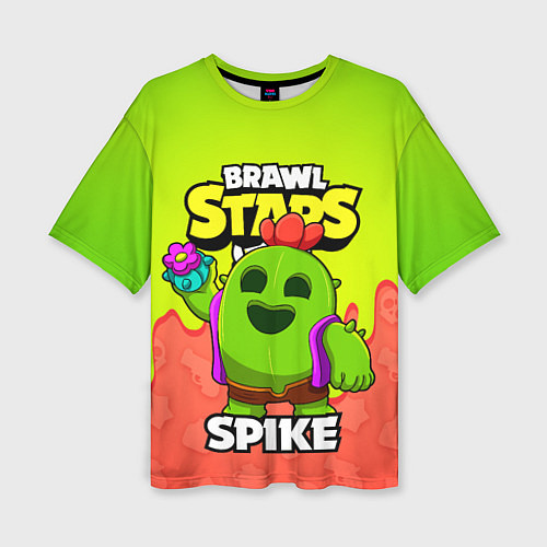 Женская футболка оверсайз BRAWL STARS SPIKE / 3D-принт – фото 1