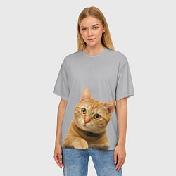 Футболка оверсайз женская Рыжий котик, цвет: 3D-принт — фото 2