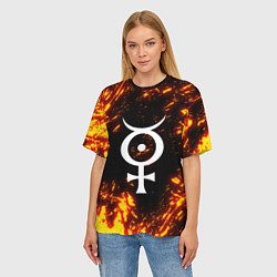 Футболка оверсайз женская Marilyn Manson логотип на брызгах, цвет: 3D-принт — фото 2