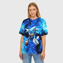 Футболка оверсайз женская Blue Sonic, цвет: 3D-принт — фото 2