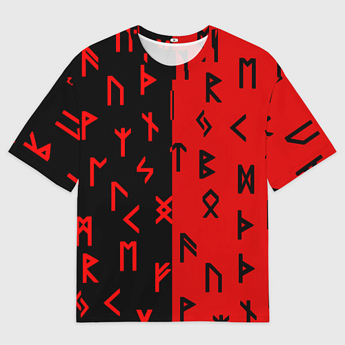 Женская футболка оверсайз РУНЫ / 3D-принт – фото 1