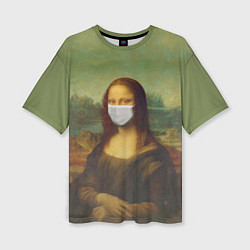 Женская футболка оверсайз Мона Лиза в маске