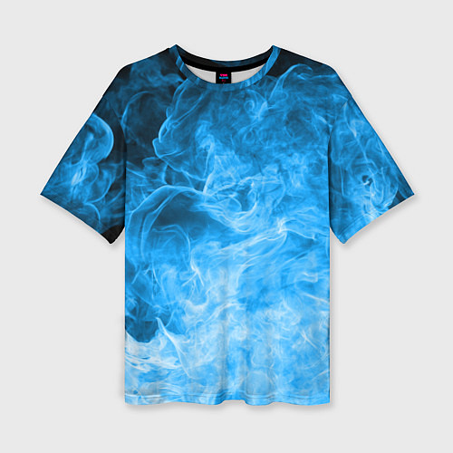 Женская футболка оверсайз ОГОНЬ BLUE / 3D-принт – фото 1