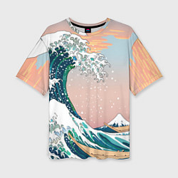 Женская футболка оверсайз Большая волна в канагаве